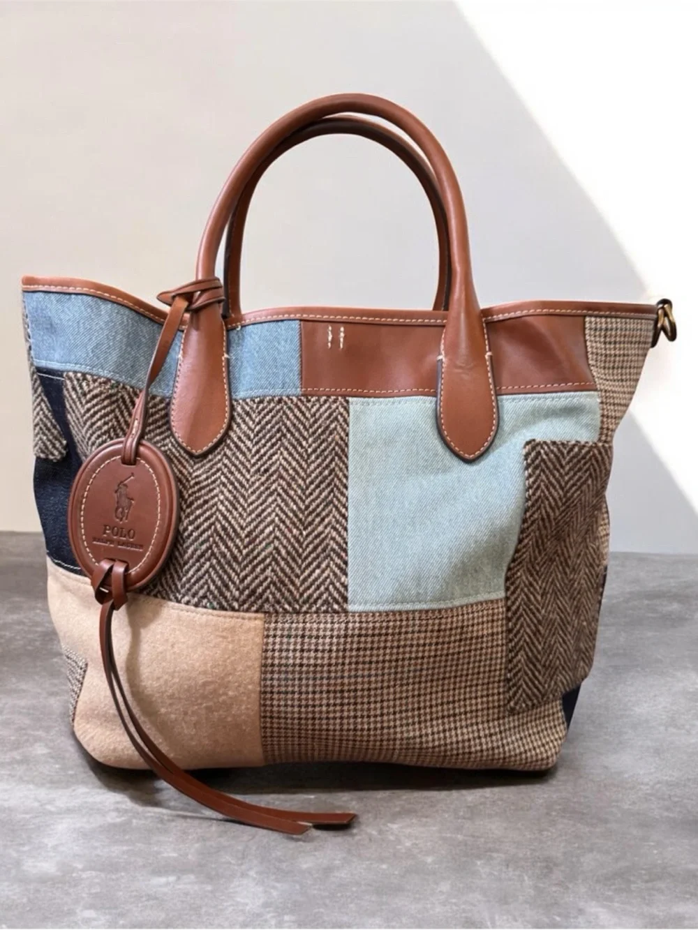 RALPH LAUREN Polo tweed and leather tote, one size, NWOT - Picture 1 of 16